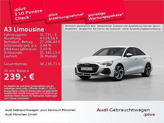 Gletscherweiß metallic Gebraucht 2024 Audi A3 S-Line Limousine | 31.731 € (Fairer Preis) - Bild 1/2