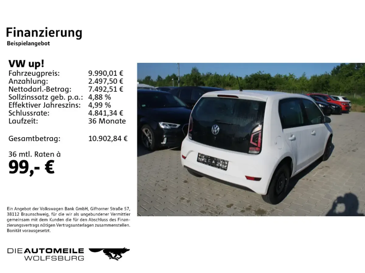 Gebraucht VW up! move up! 60 PS (44 kW) 2019 Weiß Kleinwagen