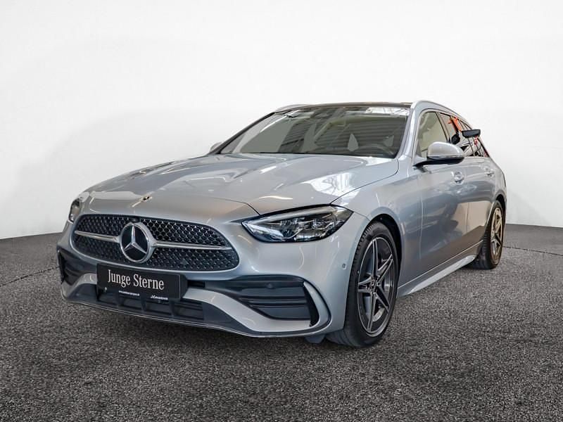 Metalliclack hightechsilber Gebraucht 2024 Mercedes C220 AMG Kombi | 49.490 € - Bild 1/4