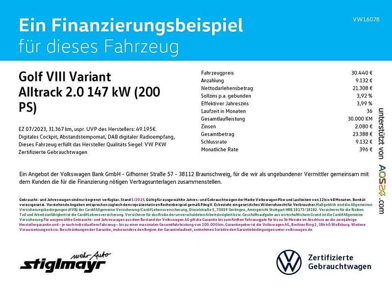 Gebraucht VW Golf Alltrack 200 PS (147 kW) 2023 Deep black perleffekt Kombi