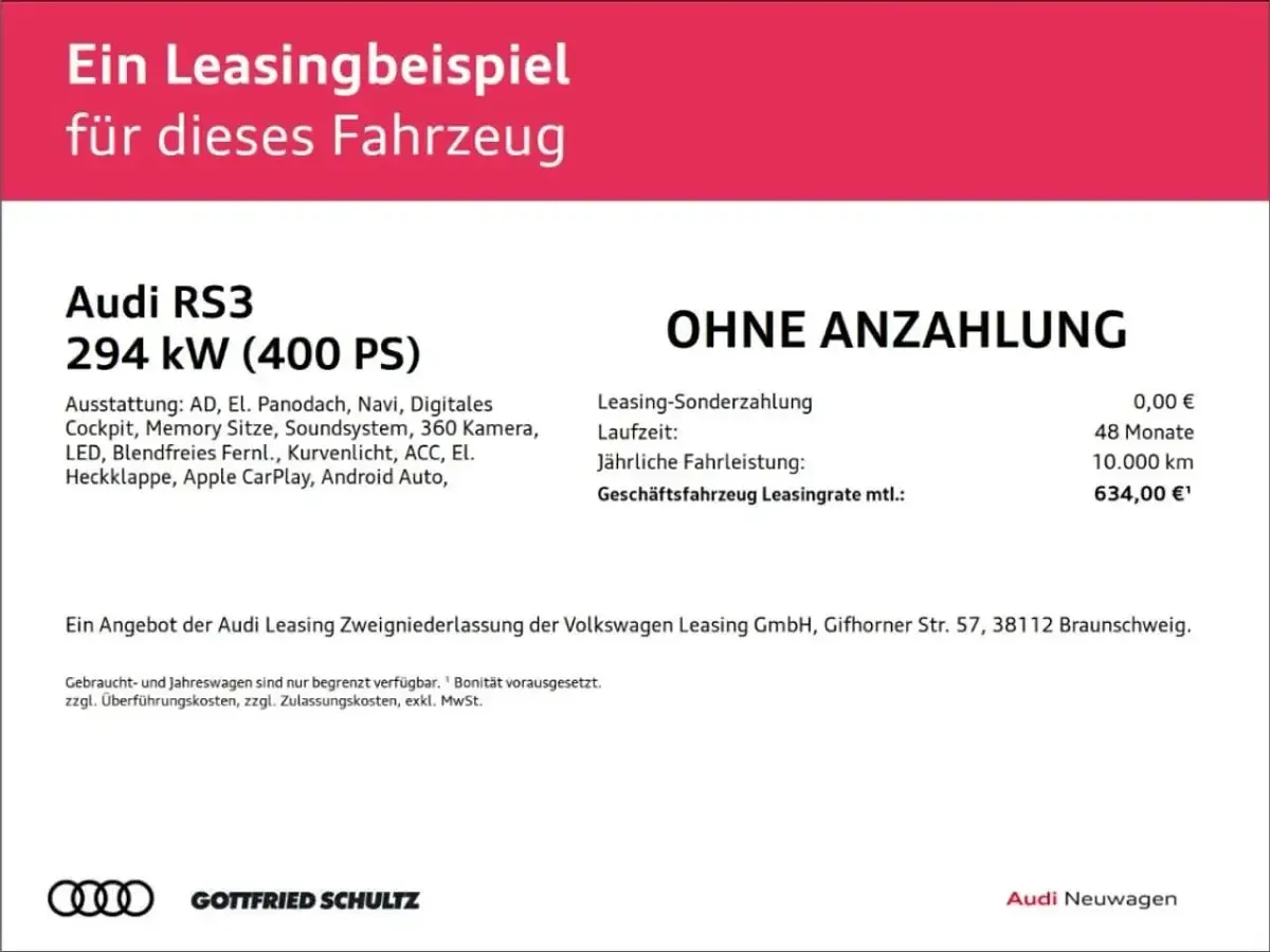 Neu Audi RS3 400 PS (294 kW) 2026 Daytonagrau perleffekt Limousine
