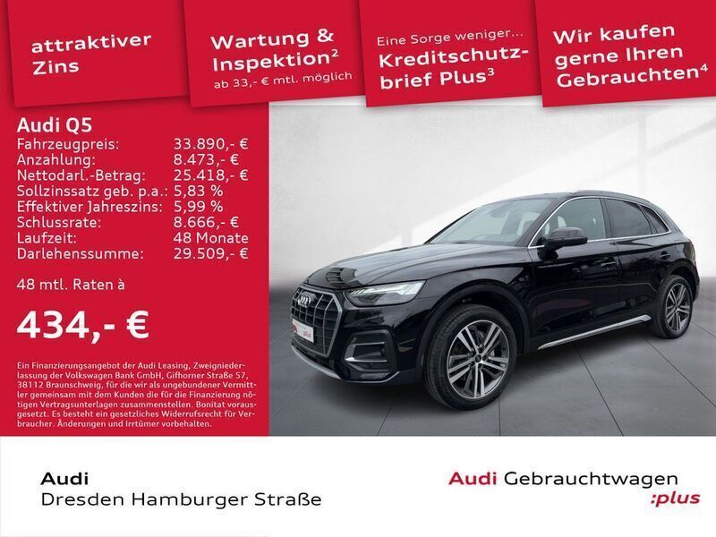 Brillantschwarz Gebraucht 2021 Audi Q5 Advanced Plus SUV | 33.890 € (Fairer Preis) - Bild 1/3