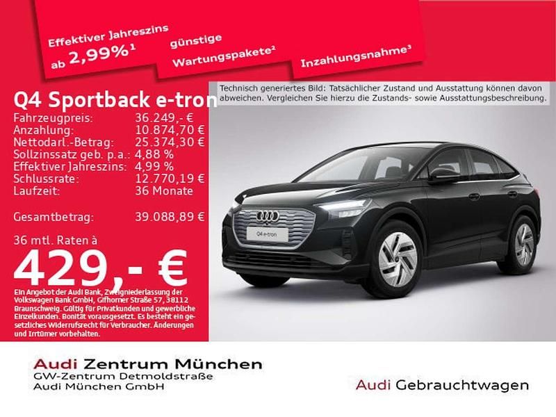 Mythosschwarz metallic Gebraucht 2023 Audi Q4 e-tron SUV | 36.249 € (Etwas zu teuer) - Bild 1/2