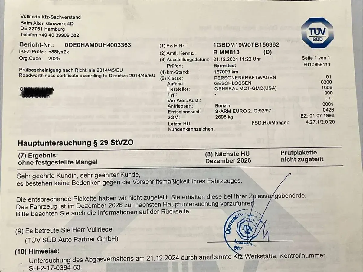 Gebraucht Chevrolet Astro 190 PS (139 kW) 1996 Weiß Van / Kleinbus