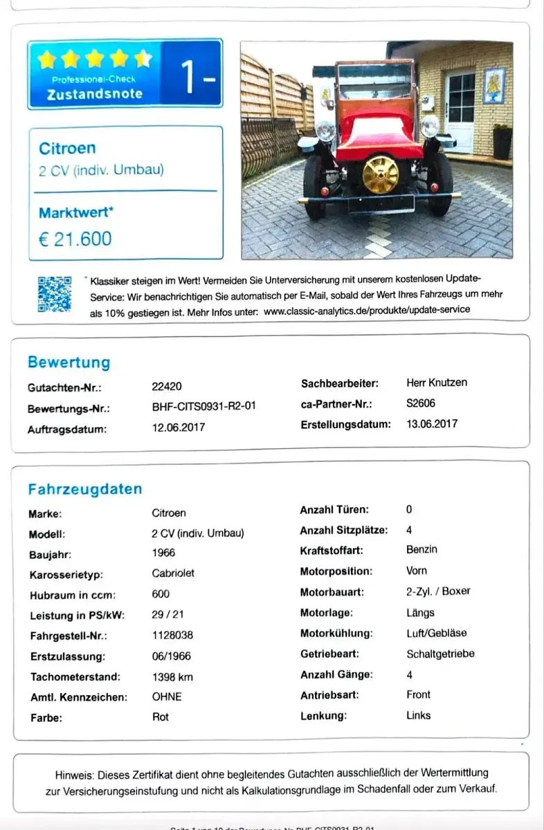 Occasion Citroën 2CV 29 ch (21 kW) 1966 Rouge Berline
