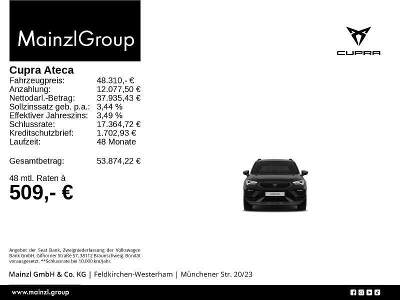 Neu Cupra Ateca 150 PS (110 kW) 2026 Schwarz SUV