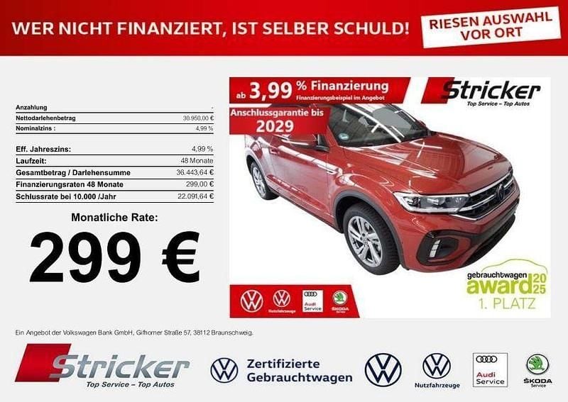 Kings red metallic (metallic) Gebraucht 2024 VW T-Roc Cabriolet R-line Cabrio | 30.949 € (Superpreis) - Bild 1/3