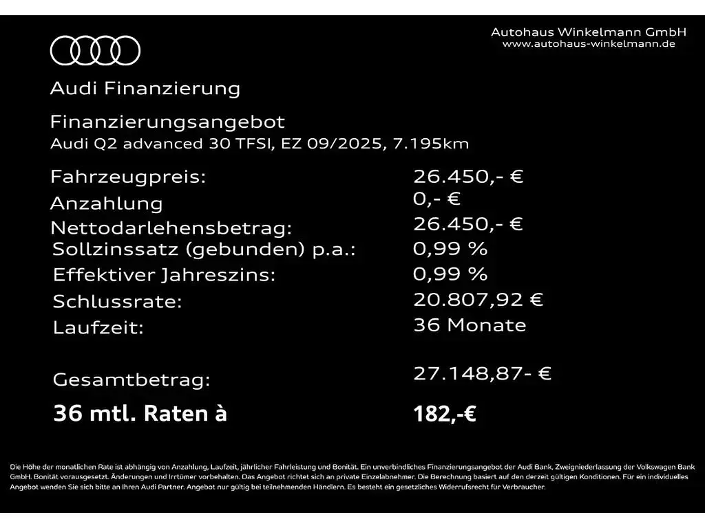 Gebraucht Audi Q2 Advanced Plus 116 PS (85 kW) 2025 Silber SUV