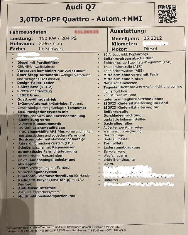 Gebraucht Audi Q7 Design 204 PS (150 kW) 2012 Schwarz SUV