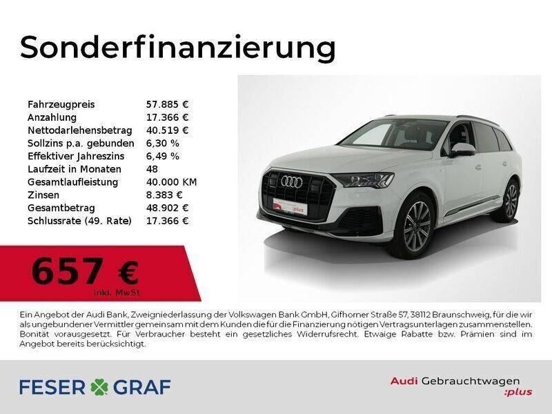 Gletscherweiß metallic Gebraucht 2020 Audi Q7 S-Line SUV | 57.885 € (Etwas zu teuer) - Bild 1/1