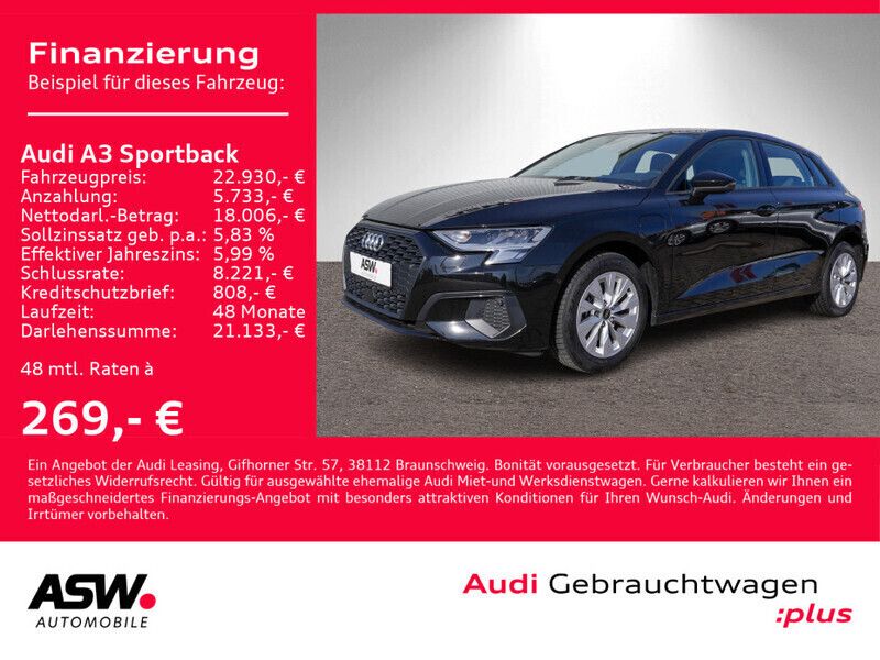 Schwarz Gebraucht 2022 Audi A3 Sportback Limousine | 22.930 € (Superpreis) - Bild 1/4