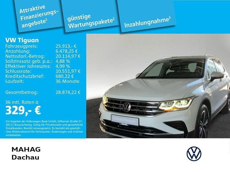 Weiß Gebraucht 2022 VW Tiguan Elegance SUV | 25.913 € (Guter Preis) - Bild 1/3