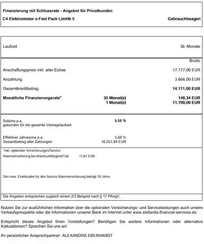 Gebraucht Citroën e-C4 Feel 100 kW (136 PS) 2021 Blau (arabienblau /metal)