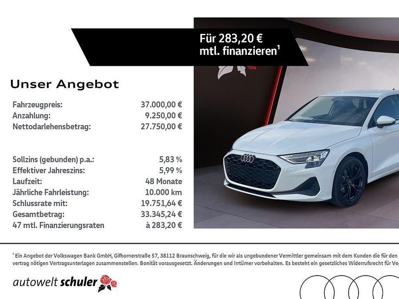 Gletscherweiß metallic Gebraucht 2025 Audi A3 Sportback Sport Limousine | 37.000 € (Etwas zu teuer) - Bild 1/4