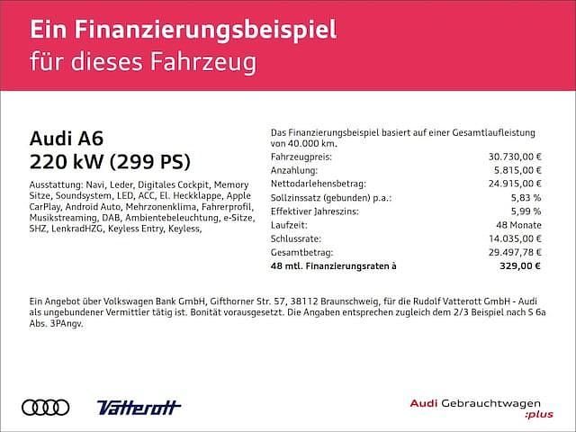 Gebraucht Audi A6 Design 299 PS (219 kW) 2021 Limousine