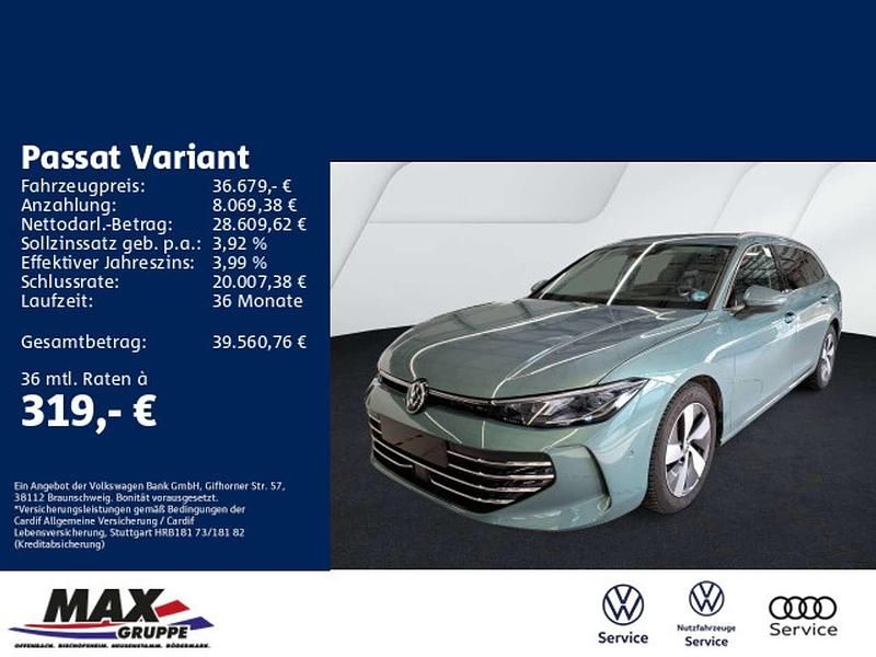 Maripositgrün metallic Gebraucht 2025 VW Passat Elegance Kombi | 36.679 € (Superpreis) - Bild 1/3