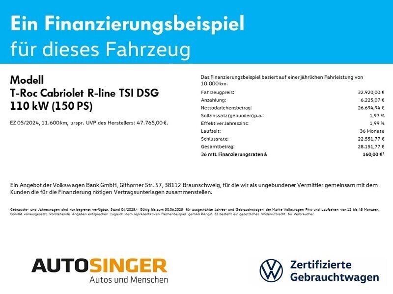 Gebraucht VW T-Roc Cabriolet R-line 150 PS (110 kW) 2024 Rauchgrau metallic Cabrio