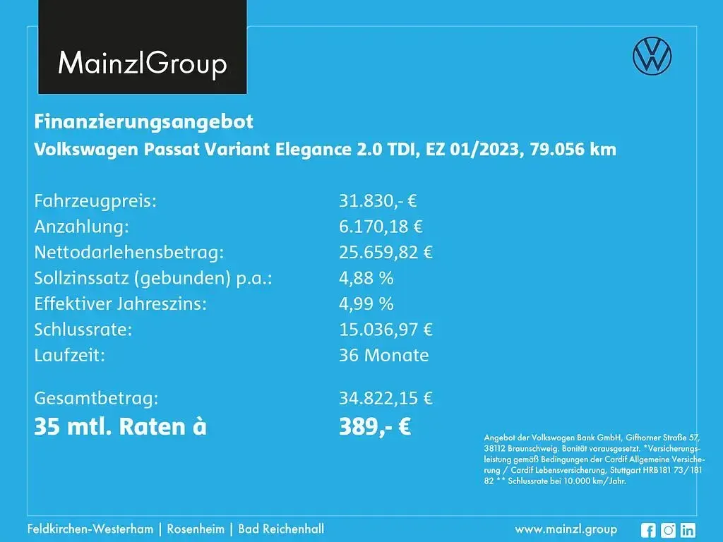 Gebraucht VW Passat Elegance 200 PS (147 kW) 2023 Blau Kombi