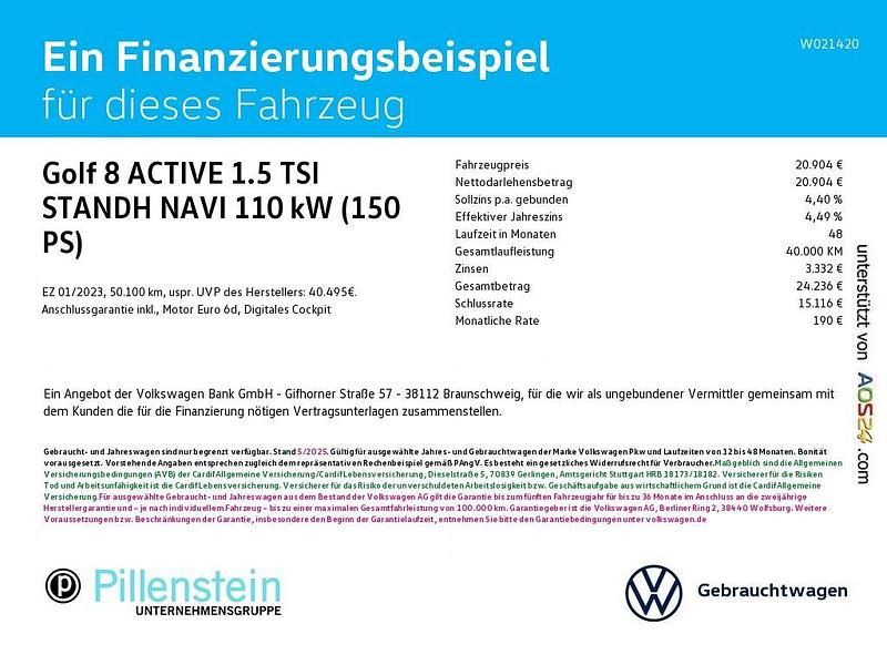 Gebraucht VW Golf VIII Active 150 PS (110 kW) 2023 Grau Limousine