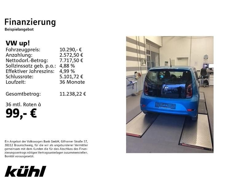Gebraucht VW up! move up! 65 PS (47 kW) 2020 Costa azul metallic Kleinwagen