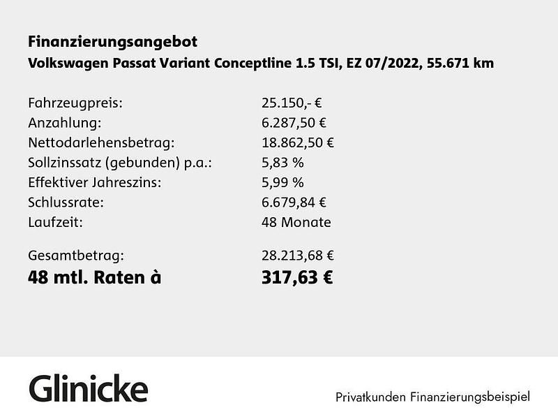 Gebraucht VW Passat Conceptline 150 PS (110 kW) 2022 Mondsteingrau Kombi