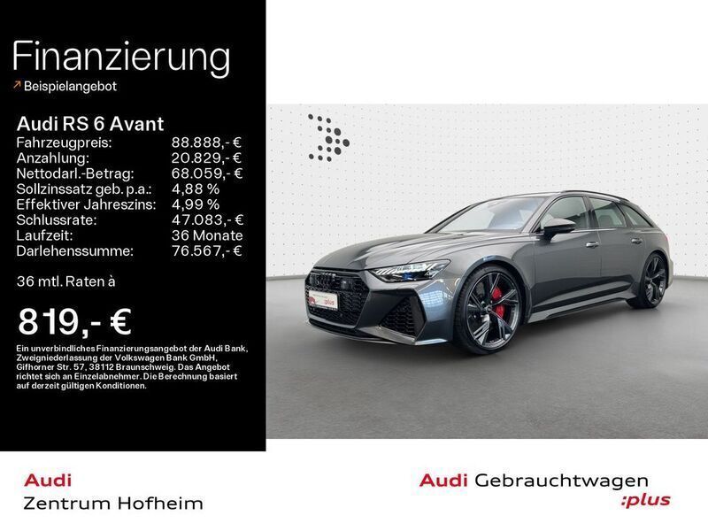 Daytonagrau perleffekt Gebraucht 2020 Audi RS6 Ambiente Kombi | 88.888 € - Bild 1/4