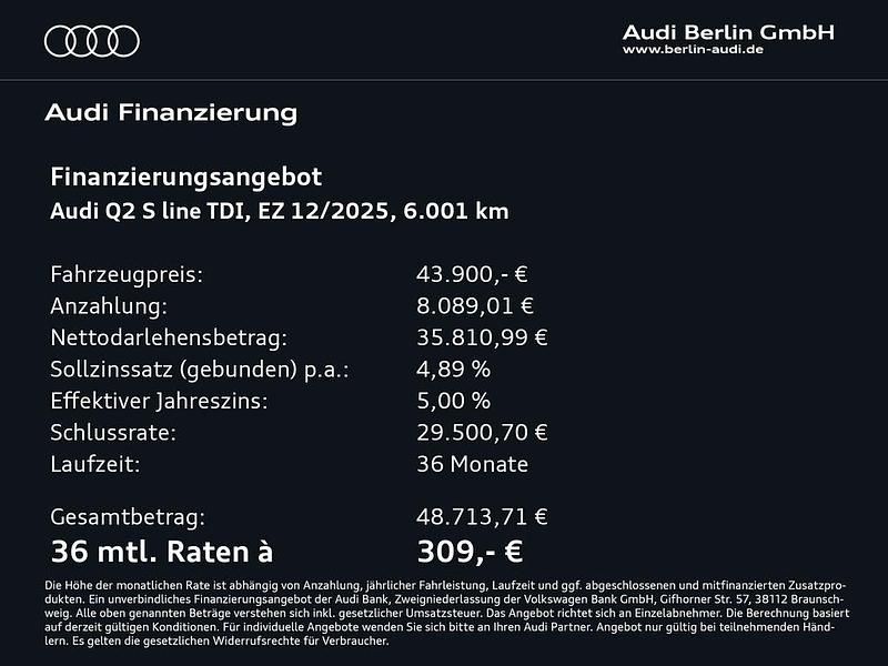 Gebraucht Audi Q2 S-Line 150 PS (110 kW) 2025 Mythosschwarz metallic SUV