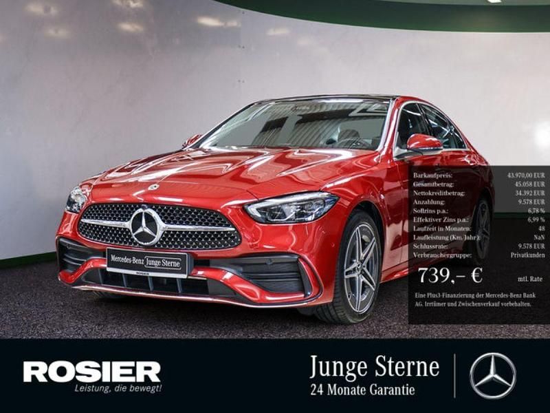 Rot / manufaktur patagonienrot (metallic) Gebraucht 2024 Mercedes C300e AMG Limousine | 43.970 € (Superpreis) - Bild 1/4