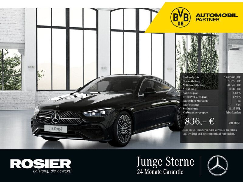 Schwarz / obsidianschwarz Gebraucht 2024 Mercedes CLE220 Advanced Plus Coupé | 55.685 € (Fairer Preis) - Bild 1/4