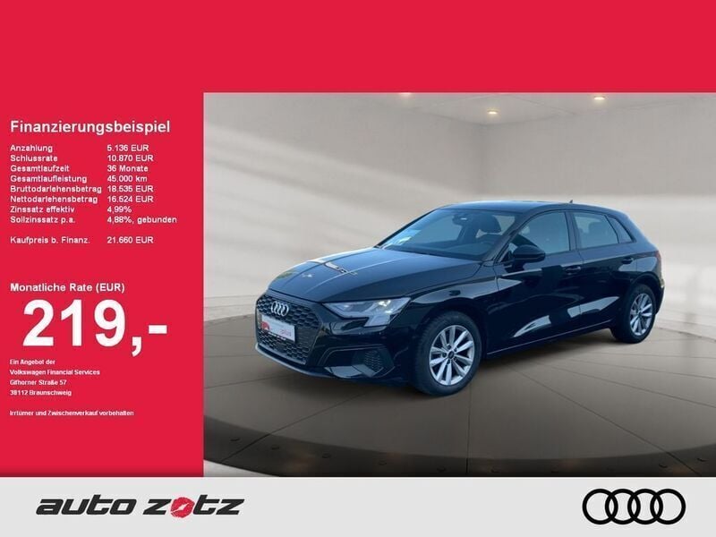 Schwarz Gebraucht 2022 Audi A3 Sportback Kleinwagen | 22.820 € (Superpreis) - Bild 1/4