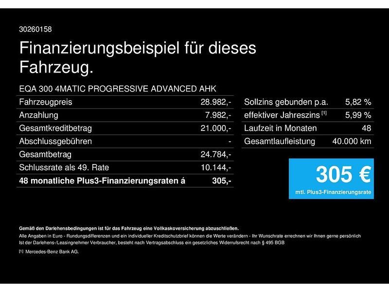 Gebraucht Mercedes EQA300 167 kW (228 PS) 2023 Iridiumsilber (metallic) SUV