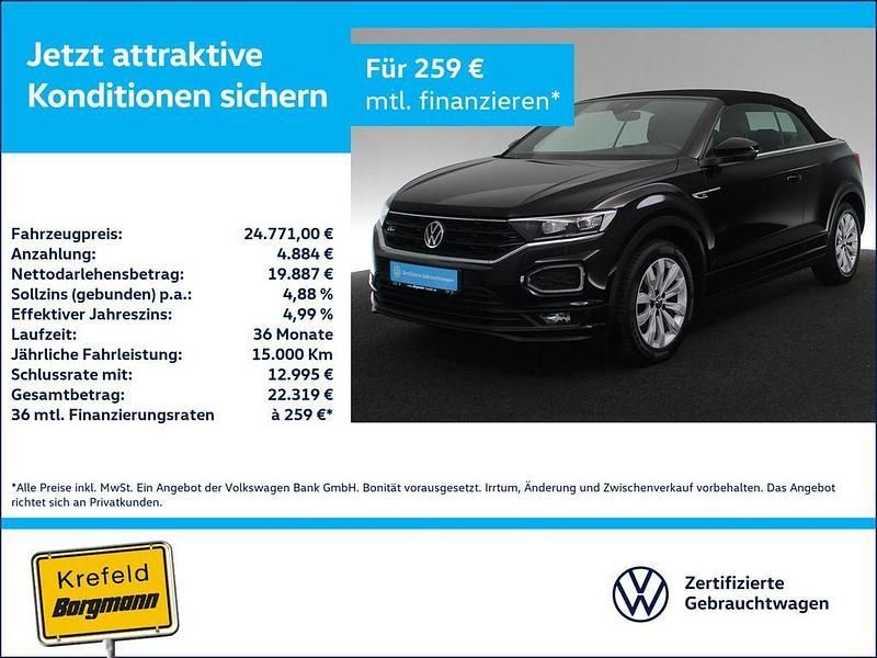 Schwarz Gebraucht 2021 VW T-Roc Cabriolet R-line Cabrio | 24.771 € (Fairer Preis) - Bild 1/4