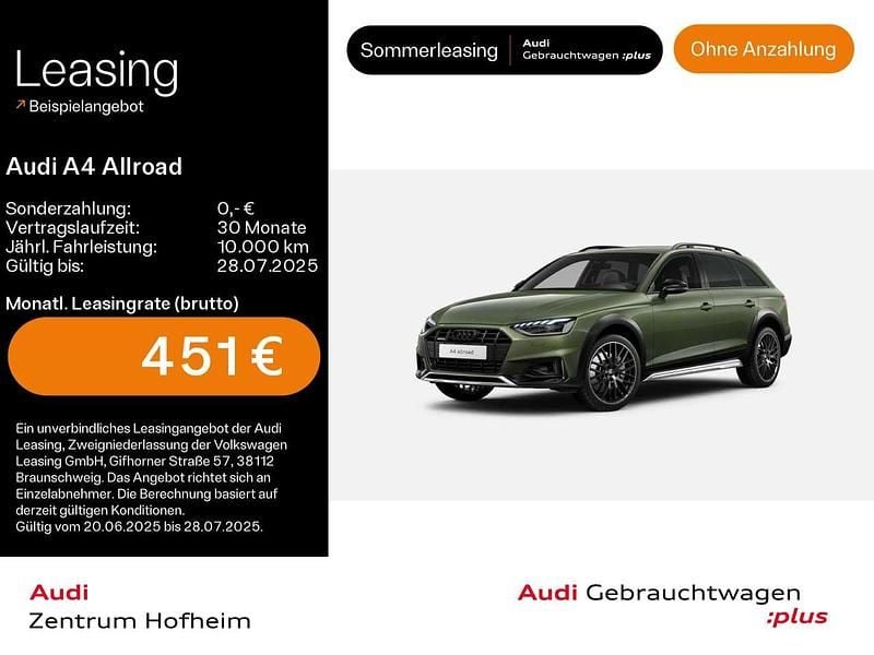 Distriktgrün metallic Gebraucht 2024 Audi A4 Allroad Ambiente Kombi | 49.990 € (Teuer) - Bild 1/3
