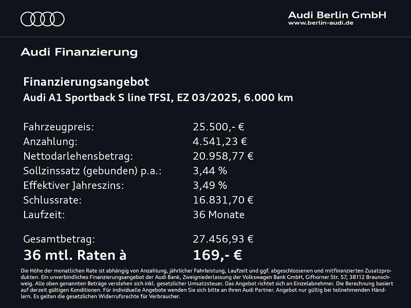 Gebraucht Audi A1 S-Line 95 PS (69 kW) 2025 Tausilber metallic Limousine