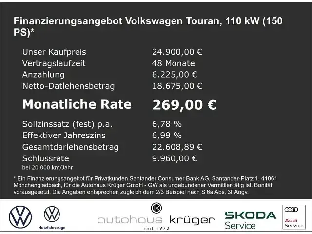Gebraucht VW Touran Comfortline 150 PS (110 kW) 2021 Weiss Van / Kleinbus