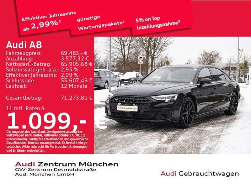Mythosschwarz metallic Gebraucht 2023 Audi A8L Ambiente Limousine | 67.924 € (Etwas zu teuer) - Bild 1/1