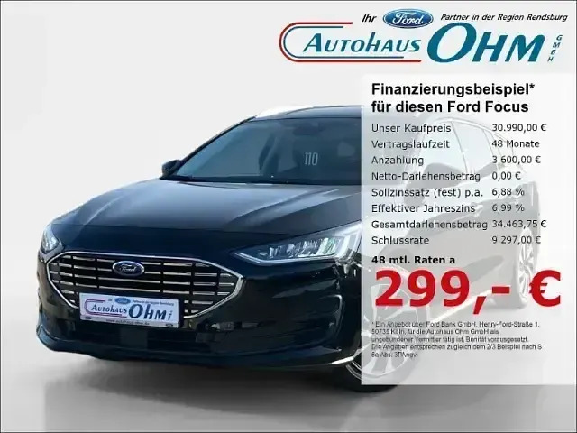 Nowe Ford Focus Titanium 125 KM (91 kW) 2025 Czarny Sedan/Limuzyna