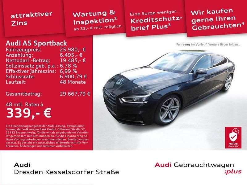 Manhattangrau metallic Gebraucht 2019 Audi A5 Sportback Sport Limousine | 25.980 € (Fairer Preis) - Bild 1/4