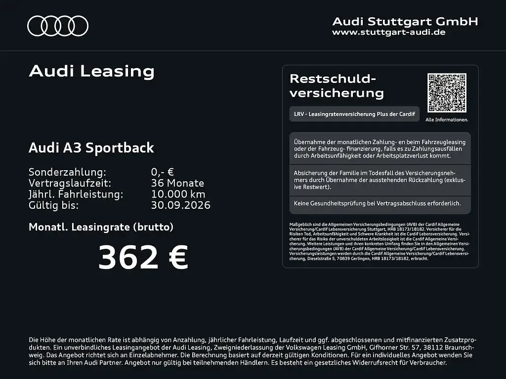 Gebraucht Audi A3 Comfort 150 PS (110 kW) 2025 Mythosschwarz metallic Limousine