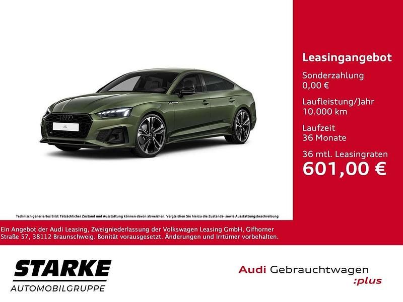 Grün (distriktgrün metallic) Gebraucht 2024 Audi A5 Sportback Business Kleinwagen | 45.740 € (Teuer) - Bild 1/3