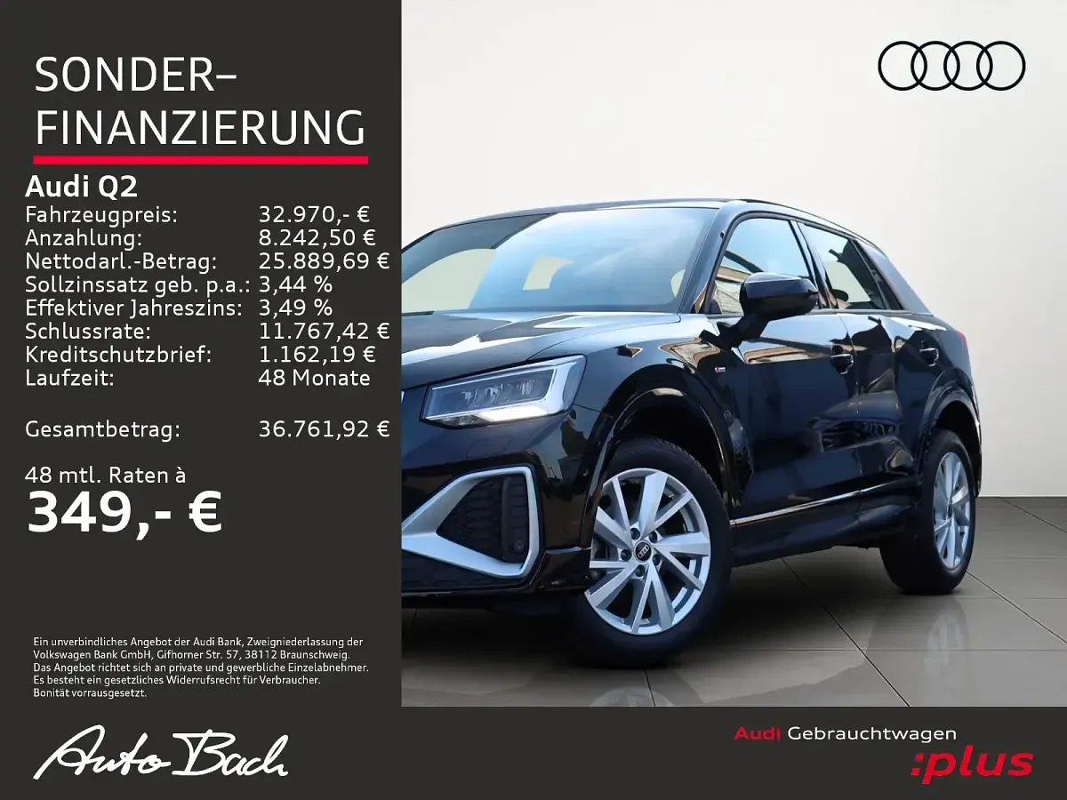 Gebraucht Audi Q2 S-Line 150 PS (110 kW) 2025 Mythosschwarz metallic SUV