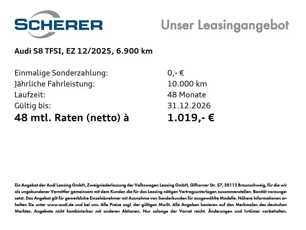 Gebraucht Audi S8 Comfort 571 PS (419 kW) 2025 Schwarz Limousine
