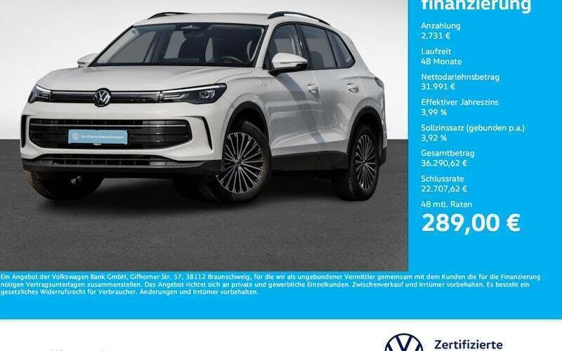 Oryxweiß perlmutteffekt Gebraucht 2024 VW Tiguan Life SUV | 34.722 € (Superpreis) - Bild 1/4