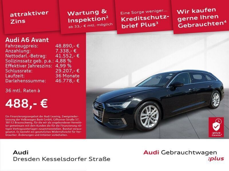 Mythosschwarz metallic Gebraucht 2022 Audi A6 Ambiente Kombi | 44.890 € - Bild 1/2