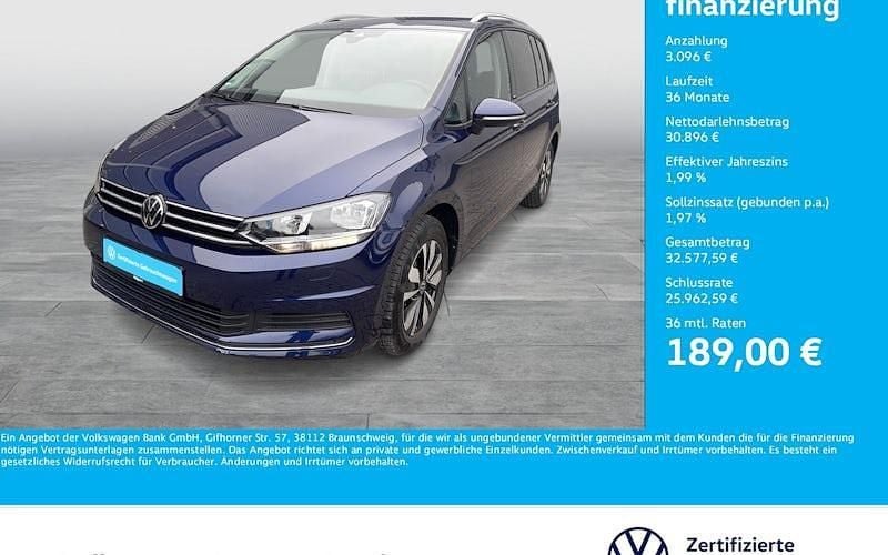 Atlantik blue metallic Gebraucht 2024 VW Touran Move Van / Kleinbus | 33.992 € (Guter Preis) - Bild 1/4