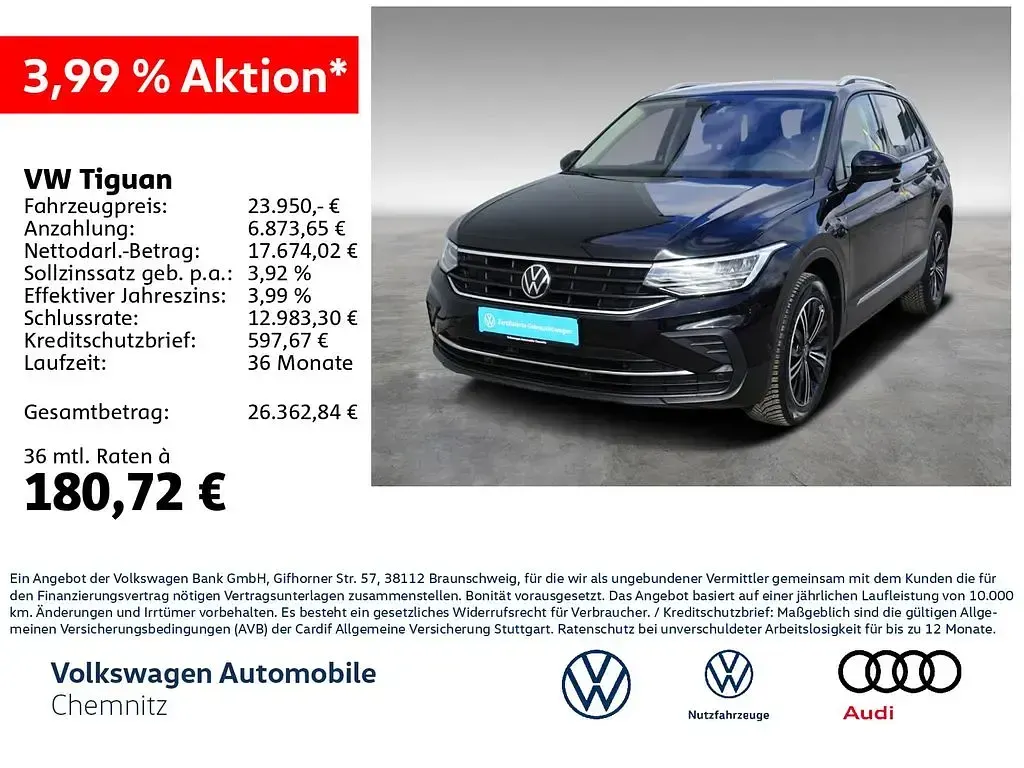 Używany VW Tiguan Active 131 KM (96 kW) 2022 Czarny SUV