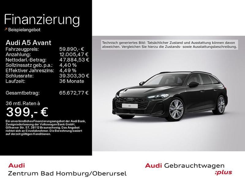 Mythosschwarz metallic Gebraucht 2024 Audi A5 S-Line Kombi | 59.890 € - Bild 1/4