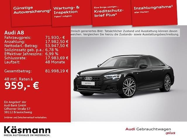 Mythosschwarz metallic Gebraucht 2023 Audi A8 Ambiente Limousine | 71.930 € (Fairer Preis) - Bild 1/3