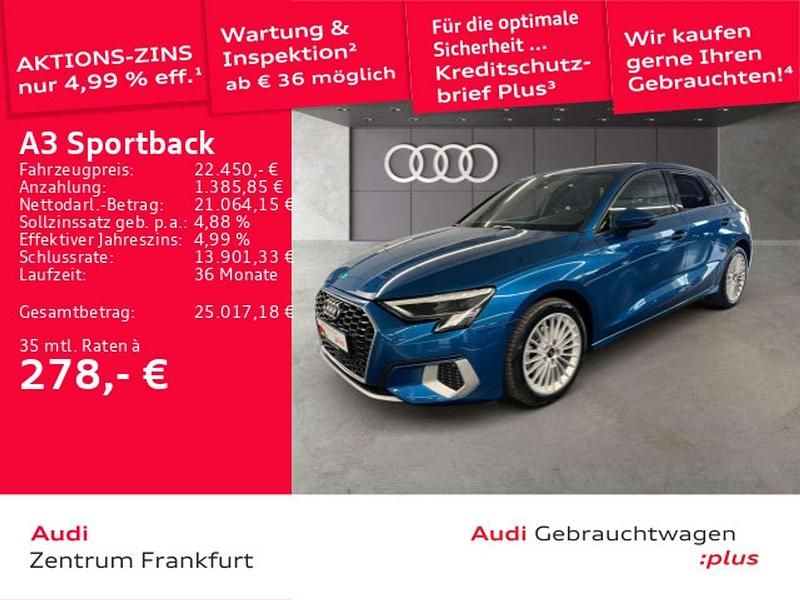 Gebraucht Audi A3 Advanced Plus 110 PS (80 kW) 2023 Atollblau metallic Limousine