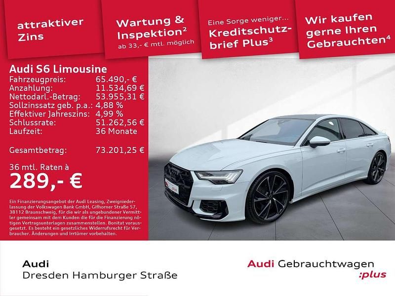 Gletscherweiß metallic Gebraucht 2024 Audi S6 Ambiente Limousine | 65.490 € (Fairer Preis) - Bild 1/3